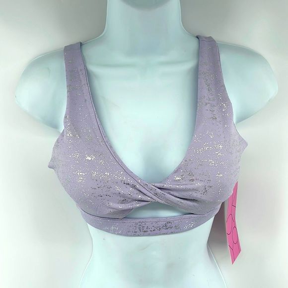Kyoyo lilac silver twist front sports bra yoga bralette NEW small - Picture 2 of 11